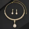 1 ensemble de bijoux de mariée à la mode pour femmes, ensemble de boucles d'oreilles simples, colliers et boucles d'oreilles en strass exquis, cadeaux