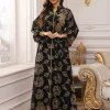 abaya musulman noir élégant, broderie florale noire, vêtements islamiques polyvalents et modeste avec style culturel arabe pour décontracté de dubaï
