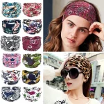 Bandeau bohème élastique Turban chapeaux Vintage noeud large femmes bandeau coton extensible Boho Yoga bandeau pour danse motard