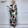 winyi robe de soirée élégante pour femmes musulmanes, abaya dubaï, kaftan ample imprimé avec écharpe, deux pièces, été