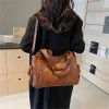 sac à main de grande capacité en cuir souple hobos pour femme, grand fourre tout de style, sacoche de shopping