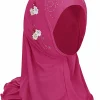 bohowaii enfants filles musulman instantané hijab prêt à porter châles islamiques turban avec fleurs écharpes jersey bandeau (2 7 ans)
