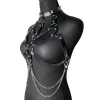 jowith lingerie en cuir pour femme, bondage poitrine, sfp, sexy 7.0, décor de vêtements, sangle corset, environnement gothique, jarretière, ceinture sans abri