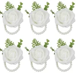 Bracelet de Corsage de poignet pour demoiselles d&rsquo;honneur, accessoires de mariage, fleurs de roses PE, manchette artificielle, décor de fête de mariage
