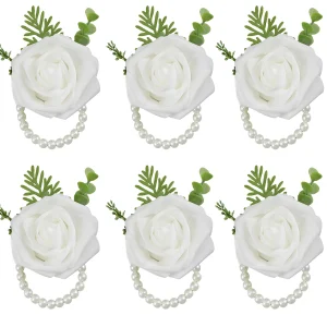 Bracelet de Corsage de poignet pour demoiselles d&rsquo;honneur, accessoires de mariage, fleurs de roses PE, manchette artificielle, décor de fête de mariage
