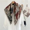 foulard 100% soie imprimé floral à l'encre, foulard 90 foulards en soie naturelle, châle pour accessoires vestimentaires à la mode