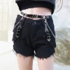 ceinture de jupe en cuir pu pour femmes, hip hop rock, boîte de nuit, robe en jean sexy, cœur, punk, avec chaîne de taille en métal