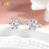 boucles d'oreilles en argent sterling 925 pour femmes, élégantes, en zircone fine, pour mariage, fiançailles, à la mode et classiques, 6 griffes