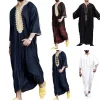 hommes musulmanes mode d'été robe ample islam caftan hommes vêtements dubaï luxe musulman abaya musulman col en v à manches courtes impression