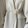ceinture de taille en perles pour femmes, 1 pièce, nouveau style camélia, décorative, polyvalente, assortie, robe, manteau, veste, mode, ceinture élégante