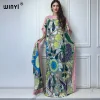 winyi abaya pour femmes musulmanes, robe africaine dubaï, col ras du cou, kaftan imprimé, robe maxi élégante