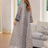 robe abaya géométrique brodée de luxe | caftan à manches longues en polyester pour femme | style traditionnel du moyen orient | Élégant b