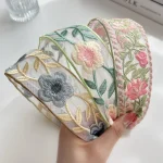 Élégant broderie fleur bandeau pour femmes doux en mousseline de soie cheveux décorer bandeau cheveux cerceau bande mode cheveux accessoires