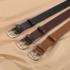 ceinture en cuir pour femmes avec boucle argentée, ceinture de taille décontractée à la mode pour pantalons et robes en jean, ceinture élégante et réglable pour dames