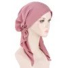 mode musulmane hijab turban chapeaux couleur unie longue queue bandeau élastique pirate chapeaux respirant chimio casquette pour femmes filles
