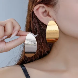 Boucles d&rsquo;oreilles en métal brossé pour femmes et filles, accessoires d&rsquo;oreille de tempérament rétro, bijoux à la mode, fête de vacances, déclaration OL EE066