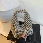 Pochette de soirée de luxe perlée pour femmes, sac à main de fête de mariage, sac de téléphone de styliste, sac argenté pour femmes, nouvelle collection 2025