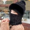 masque facial à capuche, chapeau d'hiver pour femmes, tricoté moelleux, cache cou en cachemire, bonnet chaud épais avec écharpe design