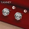 boucles d'oreilles rondes nouées tressées en argent sterling 925 pour femmes, bijoux de fiançailles, accessoires de fête