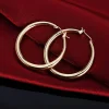 Boucles d&rsquo;oreilles rondes en argent regardé 925 plaqué or 18 carats, bijoux fantaisie, cadeau de mariage et de Noël, haute qualité, 3.5cm