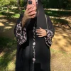 eid femmes abaya musulman fleur broderie cardigan robe fête jalabiya ramadan longue abayas arabe longue robe maroc caftan automne