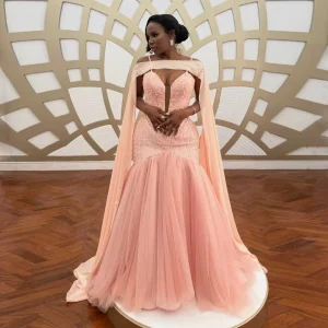 Aso Ebi – robe de soirée de forme sirène, élégante, perlée, Sexy, col en v, épaules dénudées, détachable, pour invités de mariage, robe formelle personnalisée