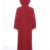 robe abaya musulmane pour enfants, manches longues, fermeture éclair, broderie dorée, à capuche, kaftan, robe arabe, costume de prière islamique du moyen orient