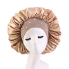 nouvellement satin bonnet de nuit strass bonnet de couchage femmes chapeau nuit soins des cheveux salon douche maquillage bandeau musulman hijab couvre tête