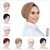 Casquettes Hijab musulmanes pour femmes, écharpe de sauna perlée, bonnet à tête ronde, chapeau turban, vêtements de mode, document solide, Ramadan
