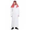 costume de cosplay pour musulmans arabes pour hommes, avec robe et foulard, arabie saoudite, eid, turquie, abaya, tunique, enveloppement de tête, déguisement de fête