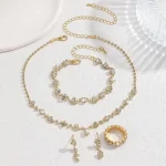 Ensemble de bijoux en cristal brillant pour fête de mariage, boucles d&rsquo;oreilles en diamant et strass, collier de luxe exquis pour Banquet