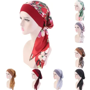 Casquette Hijabs intérieure à fleurs imprimées pour femmes, foulard de tête musulman, Turban, Bonnet prêt à porter, enveloppant sous la casquette Hijab, 2024