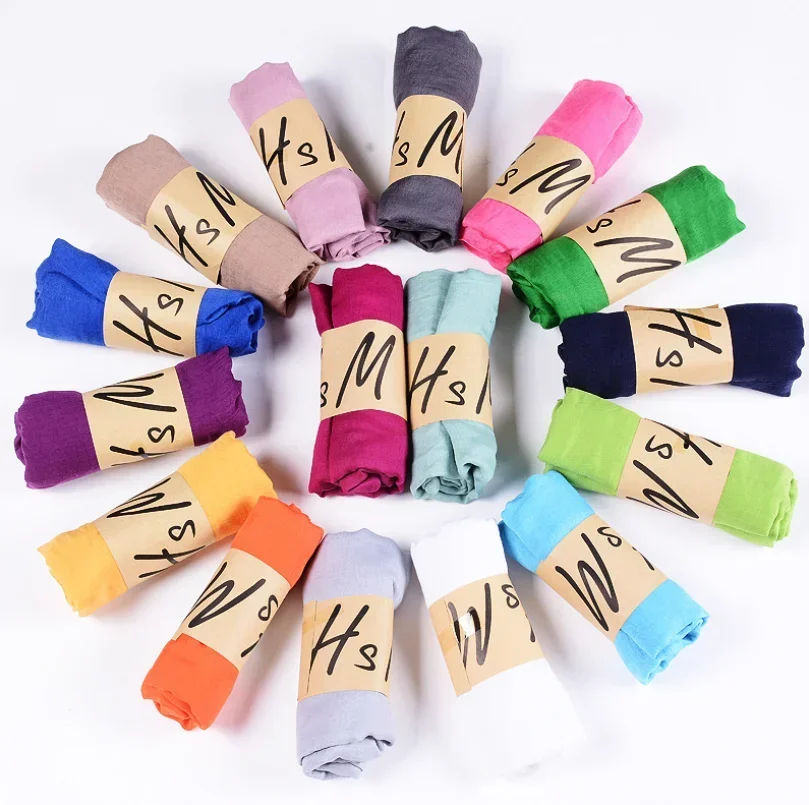 nouveauté 45*180 cm classique premium viscose maxi froissé nuage hijab écharpe châle doux islam musulman foulards hiver fille écharpe