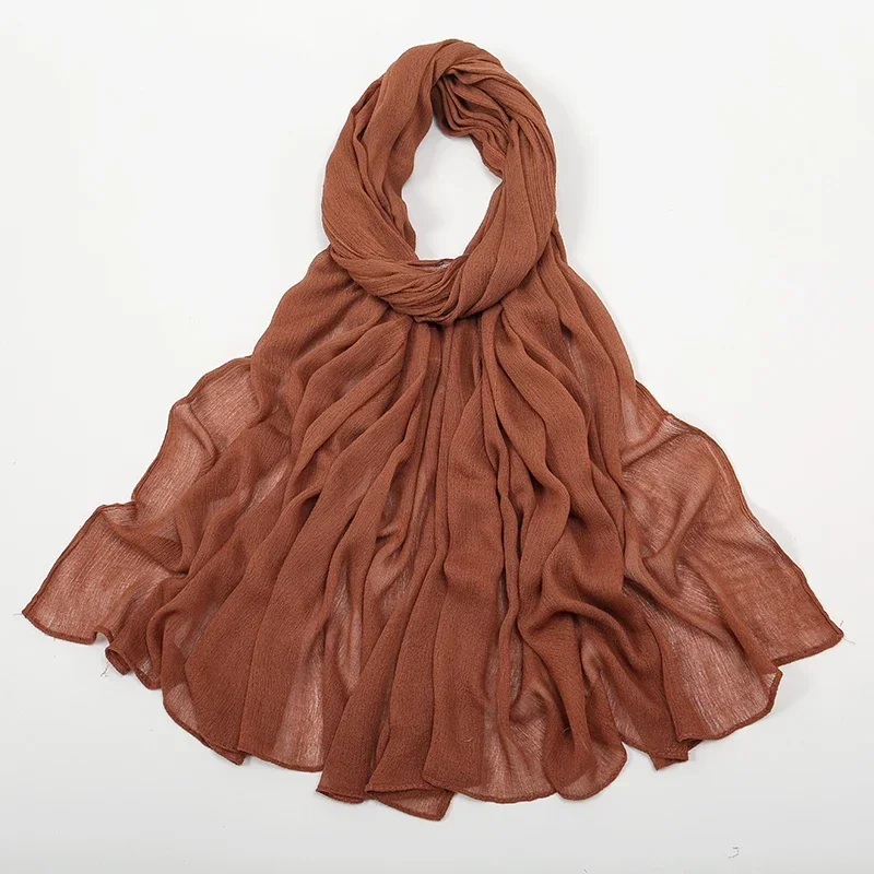 nouveau crinkle rayonne hijab musulman écharpe femmes solide châle grande taille foulard islamique turban plaine foulard bandeau enveloppement