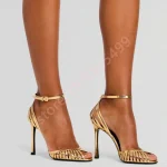 Sandales à talons aiguilles à bout ouvert pour femmes, Sexy, élégantes, de fête, creuses, Catwalk, nouvelle boucle de couleur unie, sandales romaines décontractées, été