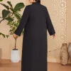 musulman arabe femme ample décontracté rétro ethnique impression noir col en v manches longues vêtements abaya femmes dubaï longue robe grande taille