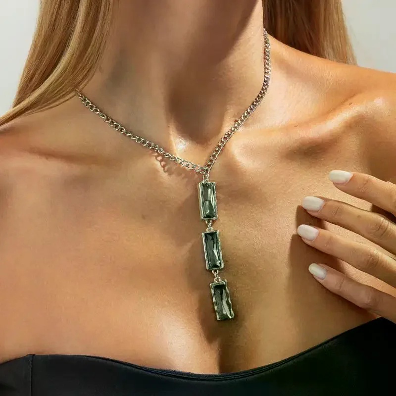 Ensemble de bijoux minimaliste pour femmes, pendentif en strass irrégulier, collier, Bracelet, boucles d'oreilles, ras du cou élégant, cadeaux de fête