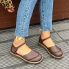 sandales plates tête à bout pour femmes, chaussures d'été décontractées à semelles souples, nouveau style rétro, chaussures pour mères, chaussures pour femmes de grande taille