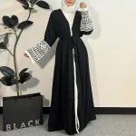 Abaya musulmane à manches longues pour femmes, cardigan ouvert devant, robe maxi, vêtements pour femmes, gland brodé, kaftans, jilbabs