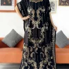 abaya robe de soirée avec grande Écharpe pour femme, caftan musulman dubaï, turquie, africain, décontracté, maxi, estampage or, 2024
