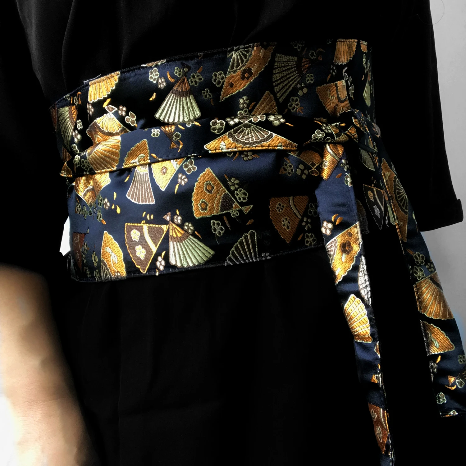 Ceinture Kimono de Style Vintage Japonais pour Femme et Homme, Large, artificiel astique à la Taille, Grue Florale, Haori, Obi