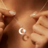 collier croissant de lune et étoile en acier inoxydable pour hommes et femmes, pendentif amulette musulmane islamique spirituelle, bijoux religieux turcs