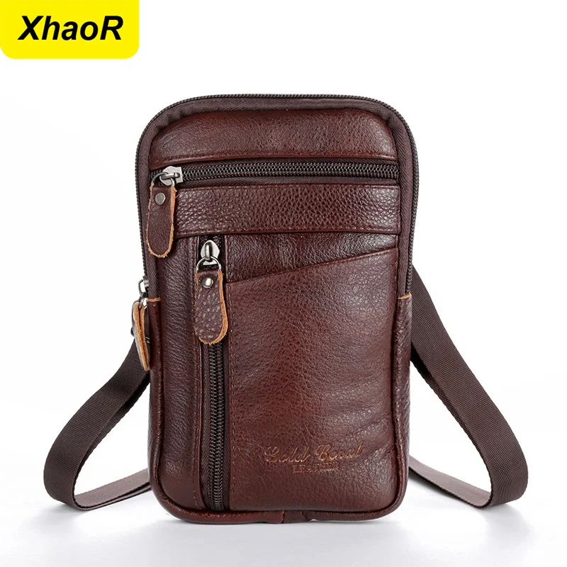 Pochette de téléphone en cuir pour hommes, sac de ceinture, sac à bandoulière, sac de taille Vintage multifonction pour l'extérieur, sac de taille suspendu pour loisirs