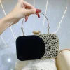 vin rouge noir velours pochette fine chic diamant poignée en métal sacs à main pour les femmes bal fête chaîne sacs à bandoulière dames sac de soirée