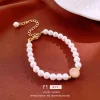 bracelet de perles en zircon plaqué or, vintage, luxe, mode, polyvalent, accessoire de bijoux pour femmes, charme élégant, vêtements à main élégants