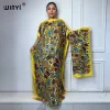 WINYI Abaya-Robe musulmane à imprimé floral pour femmes, col rond, manches longues, caftan, longueur maxi élégante, vêtements pour femmes