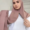 foulard hijab instantané en coton pour femmes musulmanes, écharpe en jersey de coton de qualité supérieure, bandana de styliste