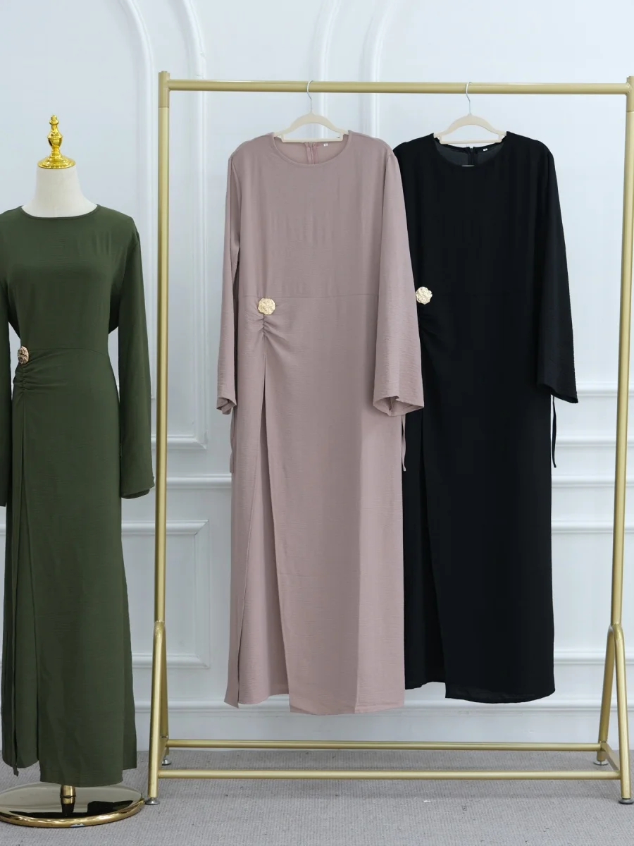 femmes musulmanes arabe dubaï abaya solide cordon longue robe modeste ramadan caftan robe femme musulmane islam vêtements kebaya