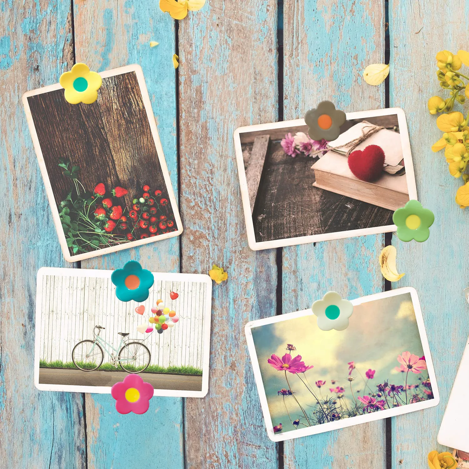 Punaises Décoratives Colorées à Petites Fleurs, pour Tableau de Liège, Photo, Mur, Bulletin, Épingles à Dessin, Fournitures Scolaires et de Bureau, 30 Pièces