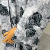 abaya musulman d'été, base grise, imprimé rose noire, long cardigan pour femmes, vêtements islamiques élégants et modestes avec motif floral artistique